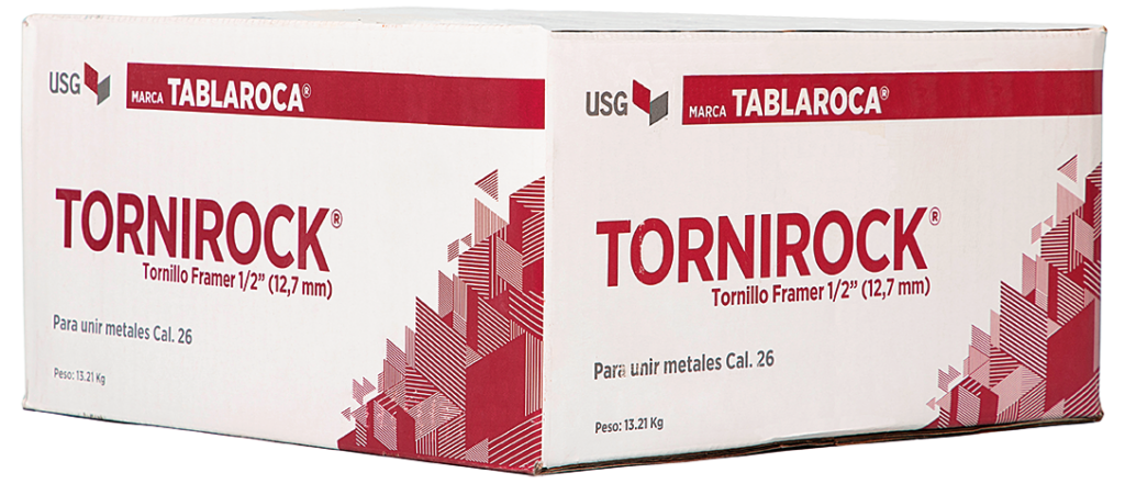 Diseñados para fijar metales con metales. Se usan con armazones de acero calibre 26.
Principales características
Tornillos galvanizados con cabeza plana de 12.7 mm (½ pulgada) de largo para fijar metales con metales en armazones de acero.
